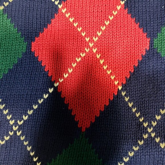 Vintage Tally Ho Argyle knit 100% Cotton sweater soft comfortable warm XL - Picture 3 of 7